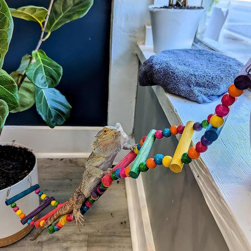 DS.DISTINCTIVE STYLE DS. DISTINCTIVE STYLE Bird Ladder Toys Coloured Flexible Parrot Swing Bridge Wooden Cockatiel Cage Hanging Climbing Ladder - Image 5